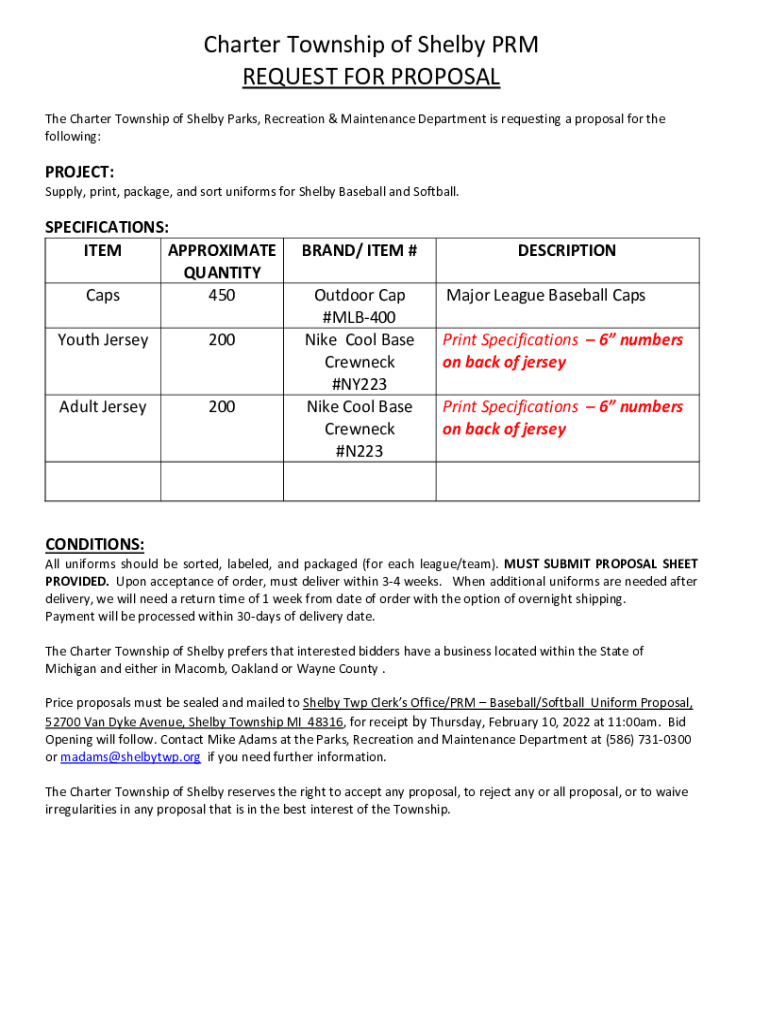 Fillable Online Shelby Township Parks and Recreation department Fax
