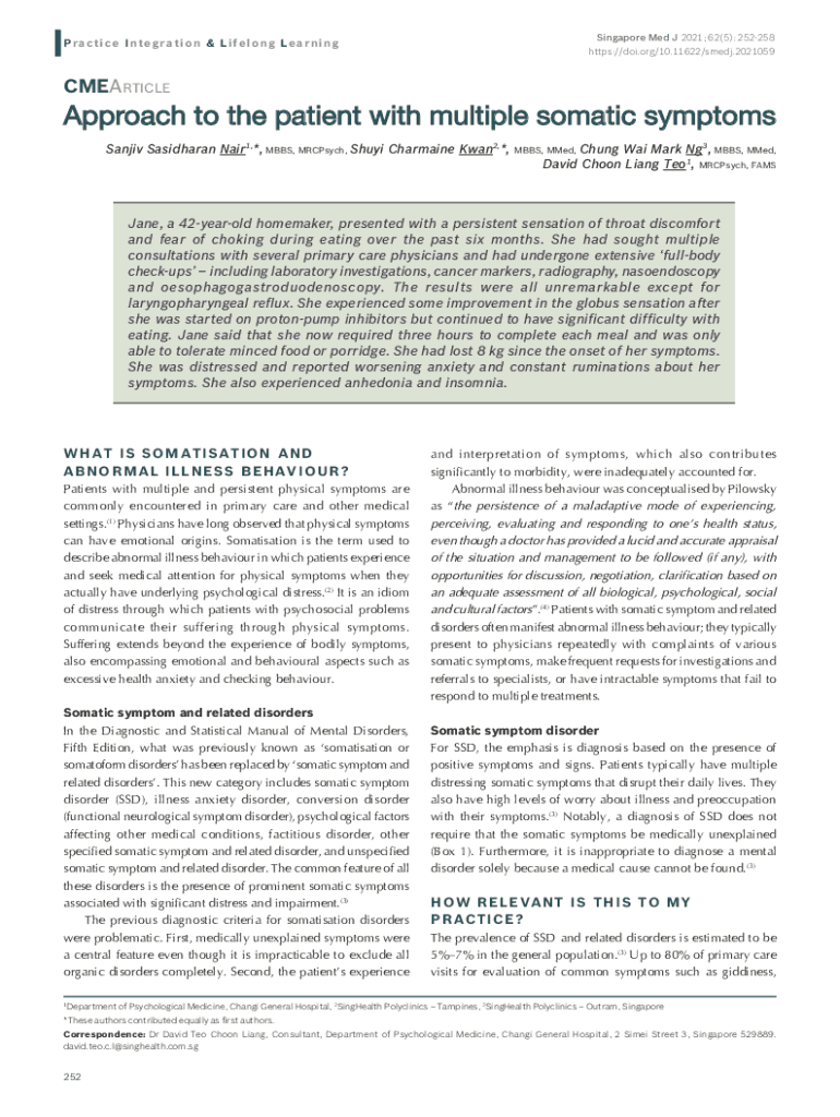 Fillable Online Psychiatry in primary care and training a Singapore