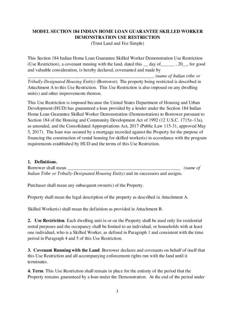 Fillable Online model section 184 indian home loan guarantee skilled