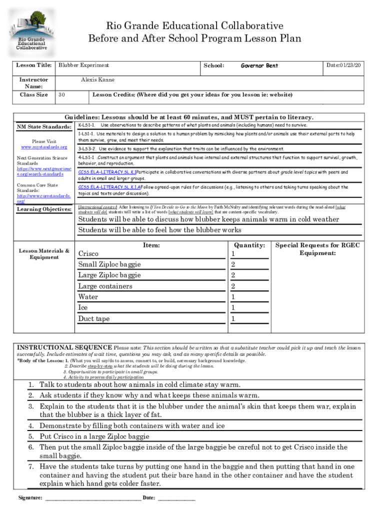 Fillable Online BlubberExperimentlessonplan.pdf RGEC Learning