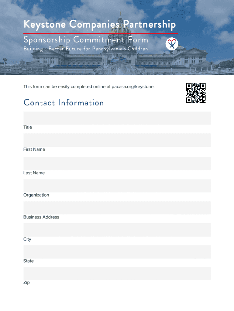 Fillable Online Keystone Companies Sponsorship Commitment Form Fax