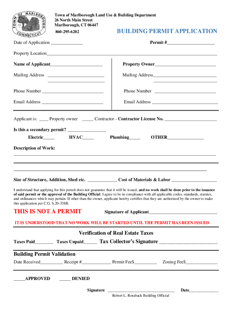 Fillable Online Town of Marlborough Land Use Application Fax Email