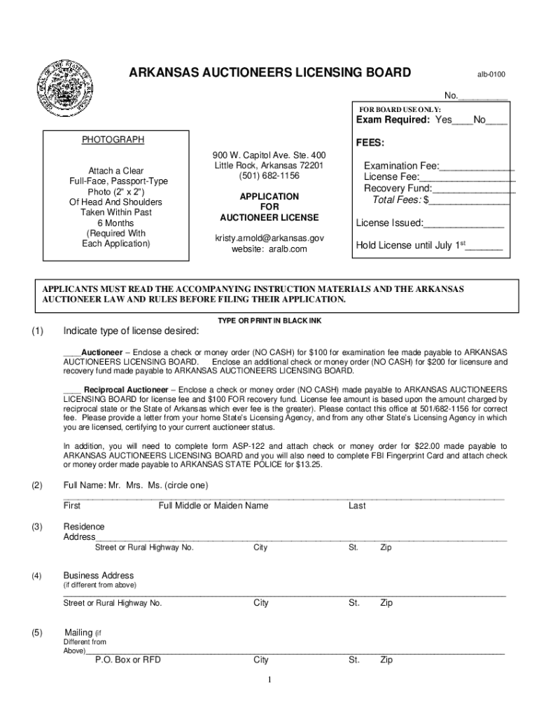 Fillable Online arkansas auctioneer licensing board rules and