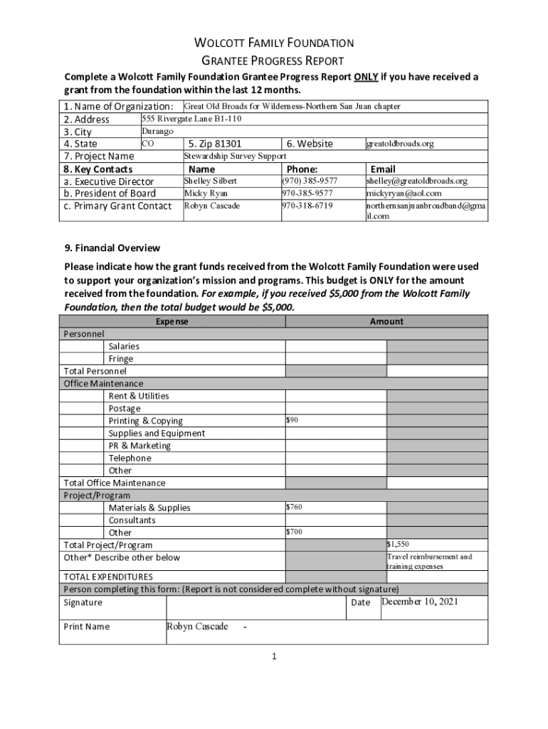 Fillable Online WOLFF Broads.Stewardship Survey Support PROGRESS REPORT