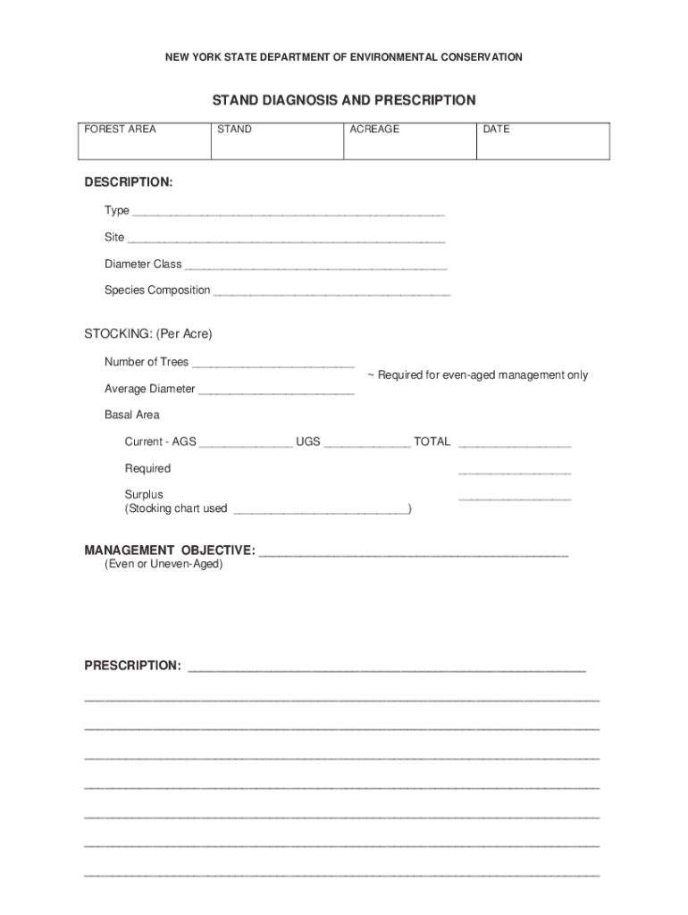 Fillable Online Stand Diagnosis and Prescription. 480a forest tax law Fax Email Print pdfFiller
