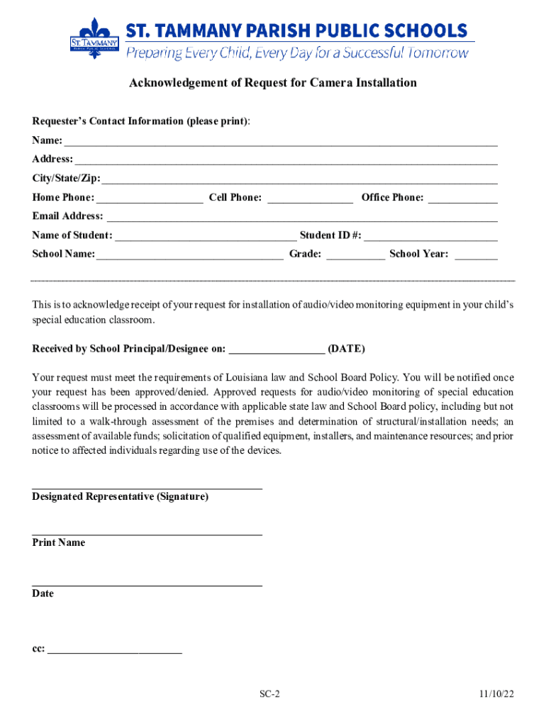 Fillable Online FORM A Audio/Video Recording ASCENSION PARISH SCHOOL