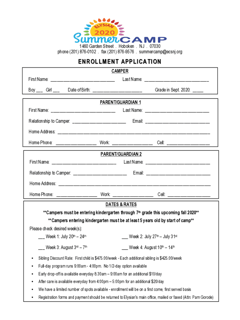 Fillable Online Elysian Charter School / Lottery Registration Form 2018