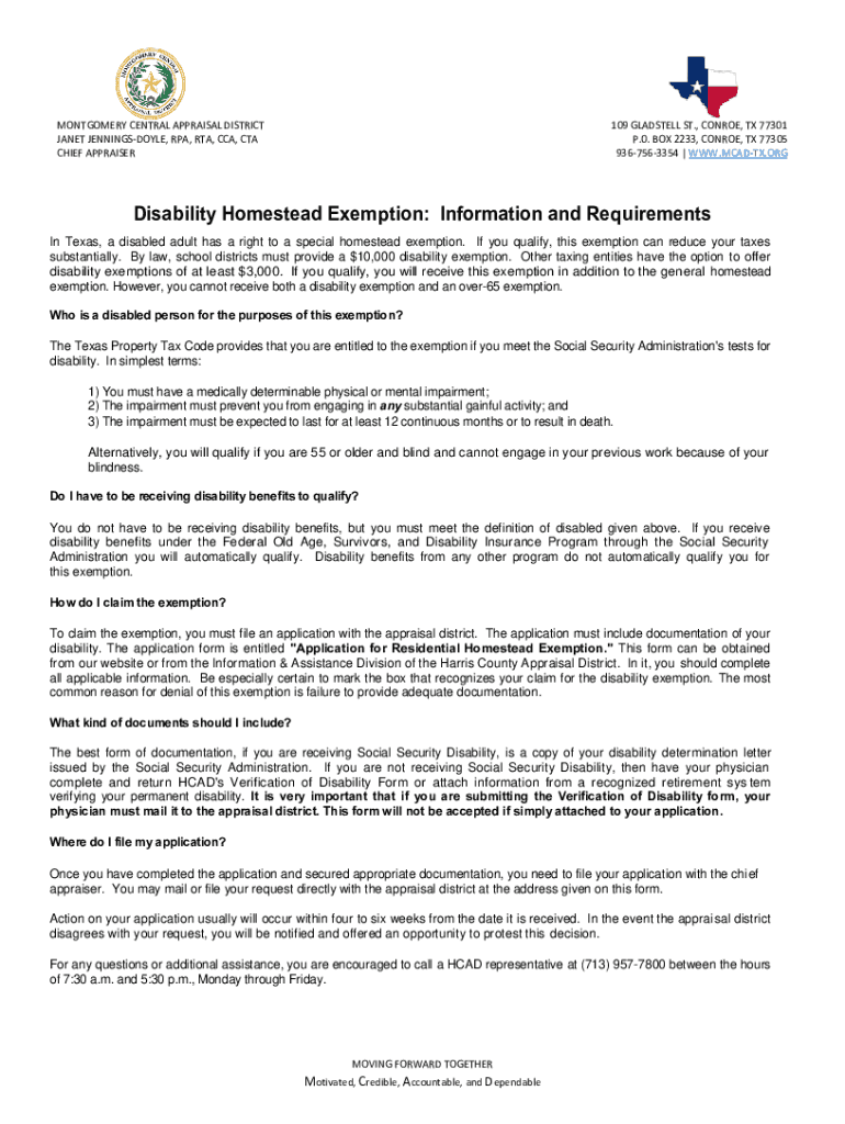 Fillable Online The Montgomery Central Appraisal District and Your