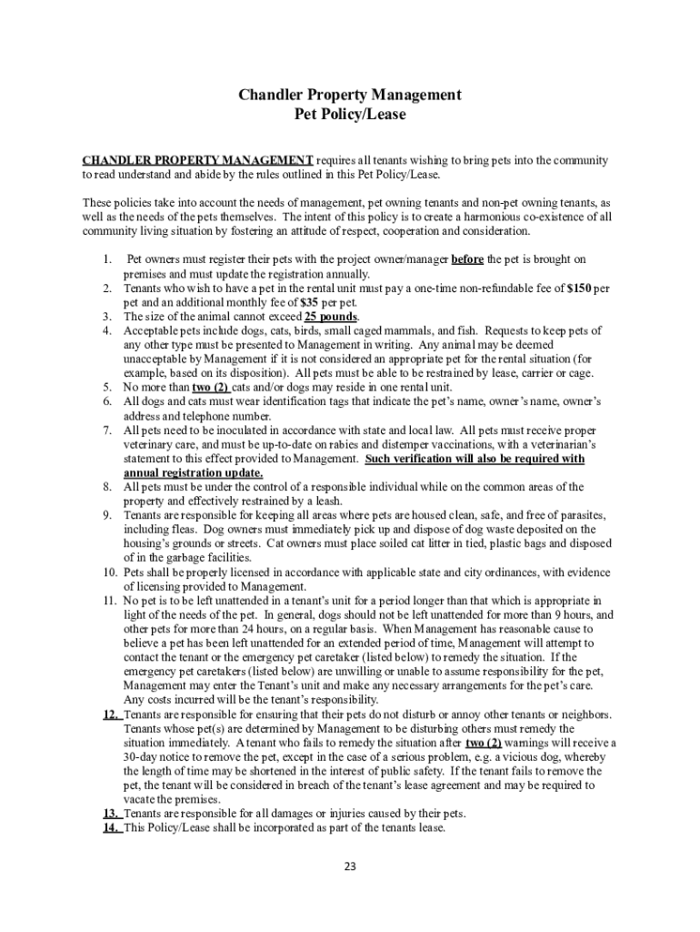 Fillable Online NO PETS Sample Clauses Fax Email Print pdfFiller