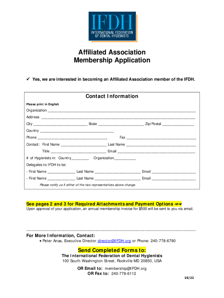 Fillable Online American Dental Hygienists' Association Application
