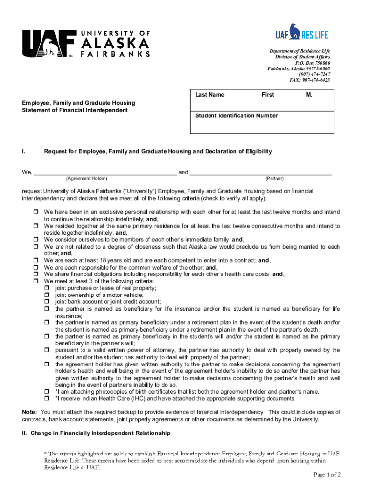 Fillable Online UAF Housing FIP Form Fax Email Print pdfFiller