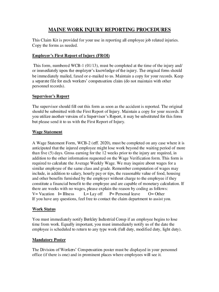 Fillable Online Maine Workers' Compensation Forms and Claims Resources