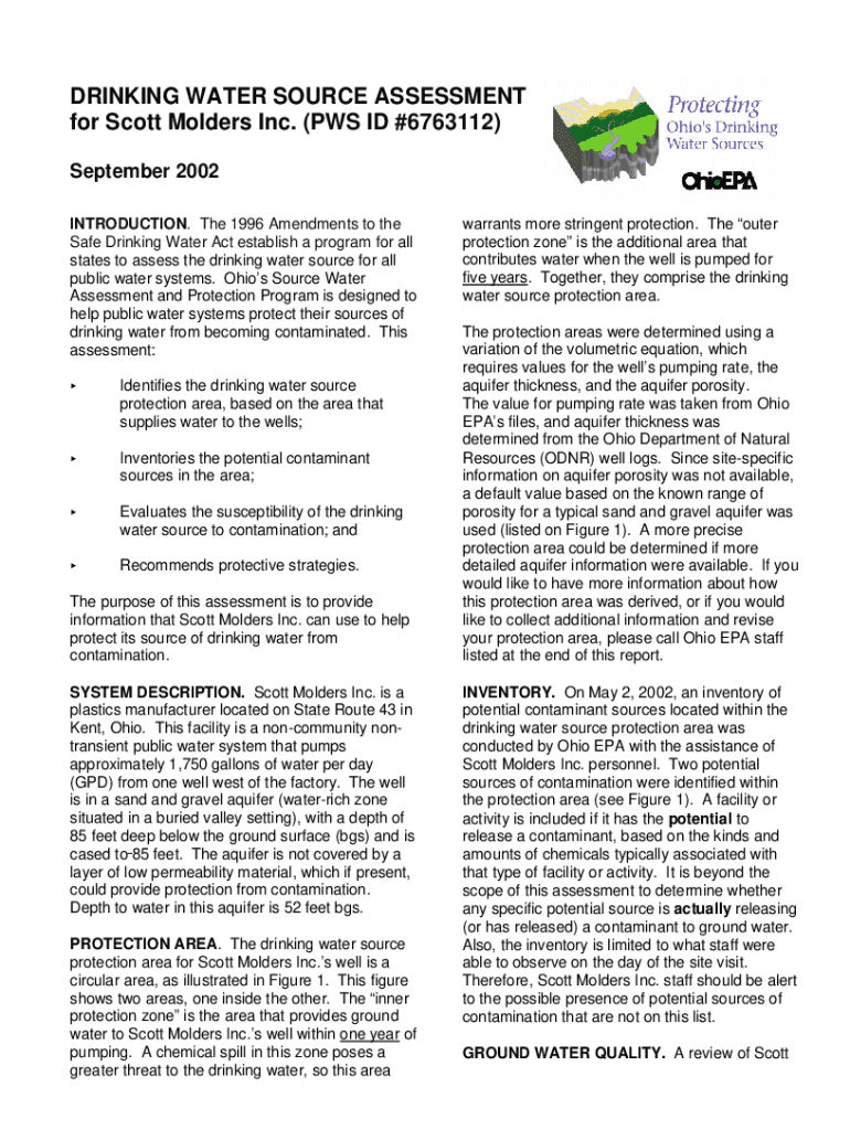 Fillable Online wwwapp epa ohio Source Water Protection Plan Town of