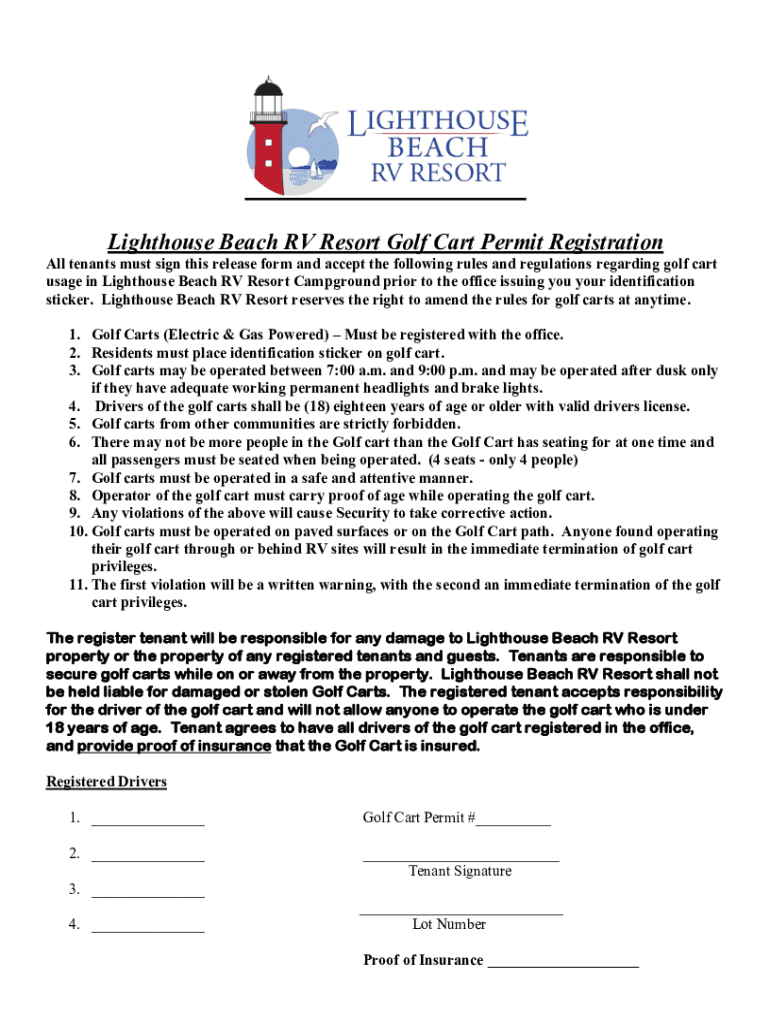 Fillable Online Tall Pines Golf Cart Release Form Fax Email Print