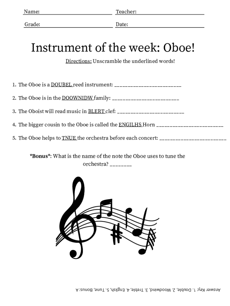 Fillable Online The Story of the Birth of the Oboe Musical Instrument