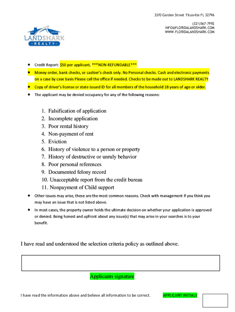 Fillable Online LANDSHARK REALTY Request Information Fax Email Print
