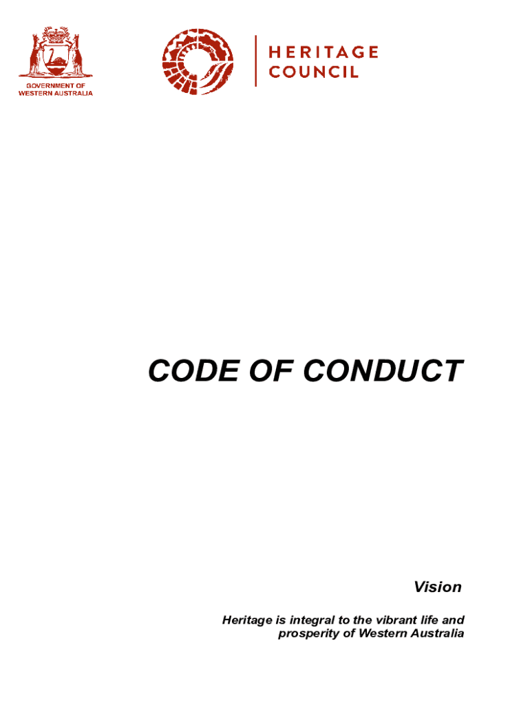 Fillable Online Heritage Council of Western Australia Code of conduct