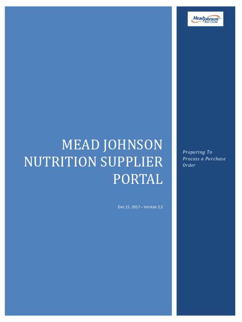 Fillable Online MEAD JOHNSON NUTRITiON SUPPLIER PORTAL Fax Email Print pdfFiller
