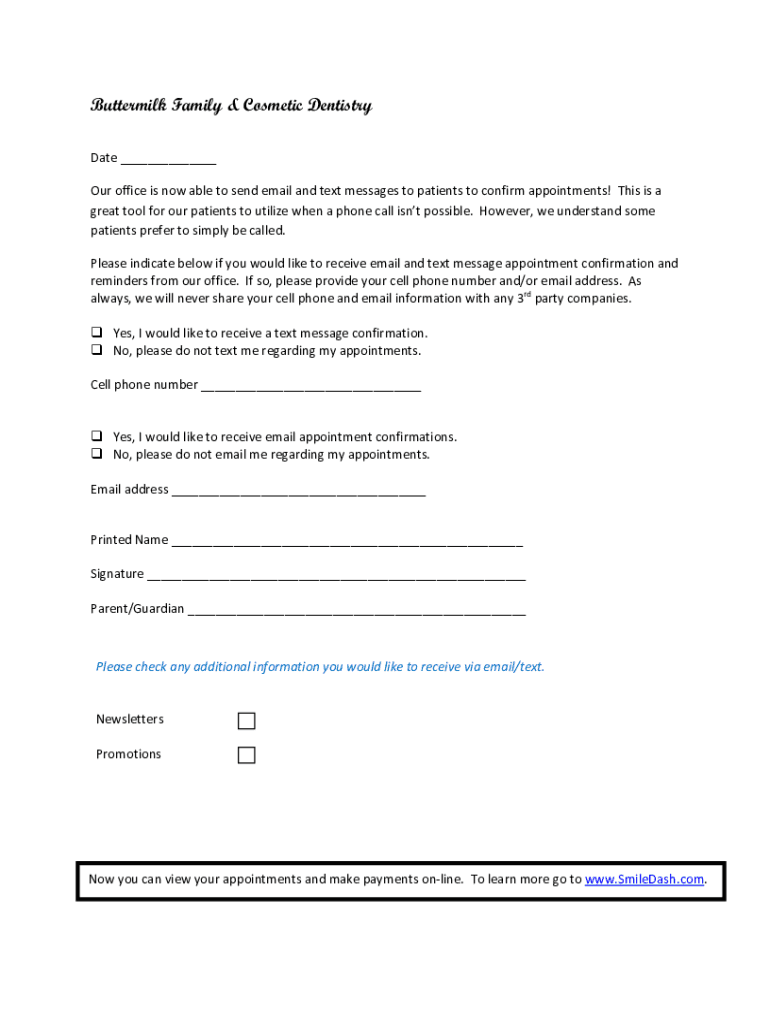 Fillable Online Buttermilk Family & Cosmetic Dentistry Fax Email Print