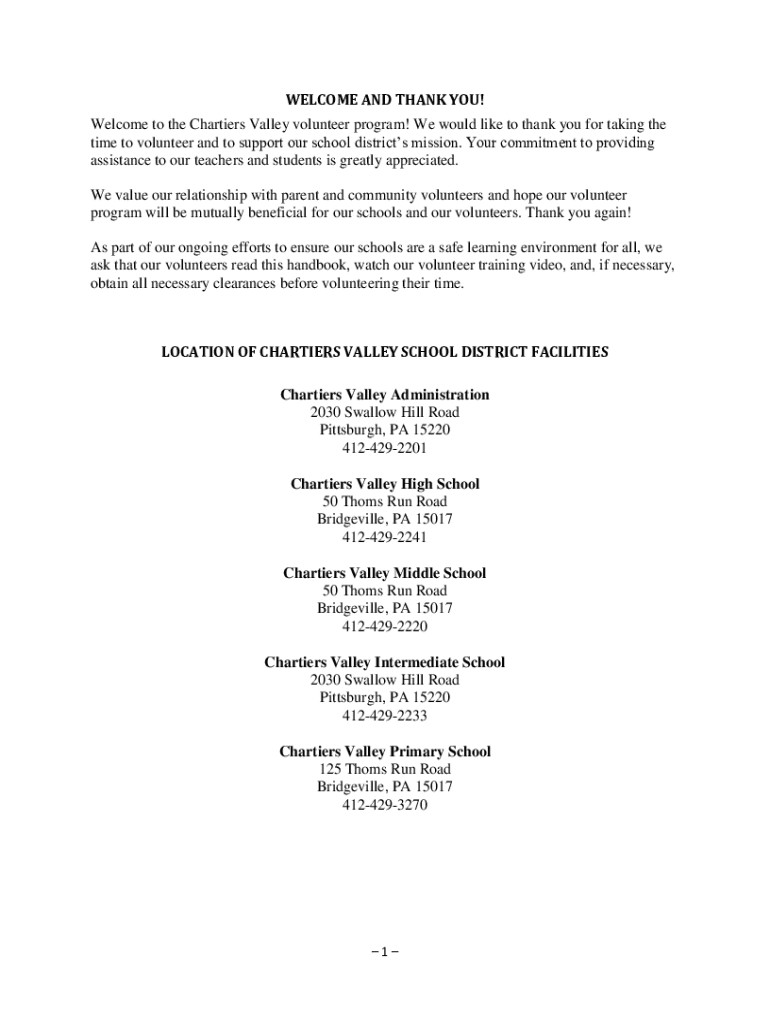 Fillable Online AND THANK YOU! to the Chartiers Valley