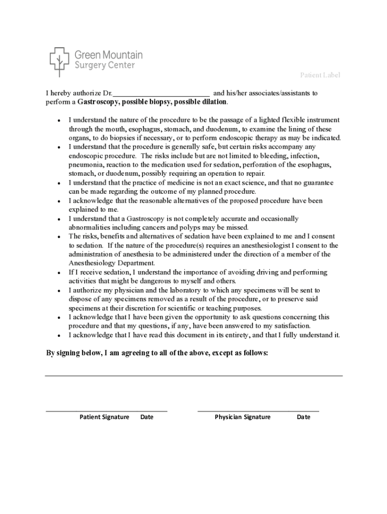 Fillable Online Endoscopy consent form.docx Fax Email Print pdfFiller
