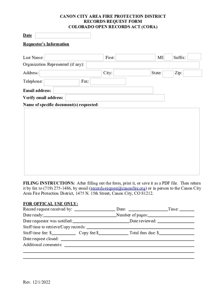 Fillable Online Open Records Request Form Fillable v10.pdf Fax Email