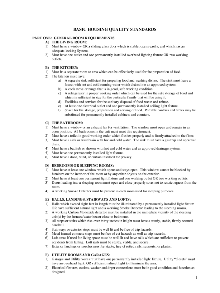 Fillable Online BASIC HOUSING QUALITY STANDARDS Fax Email Print pdfFiller