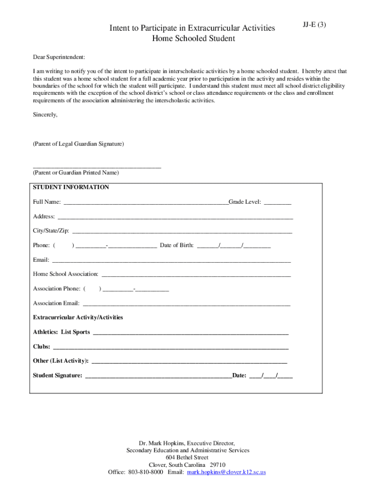 Fillable Online Sample Letter (or Notice) of Intent to Homeschool Fax