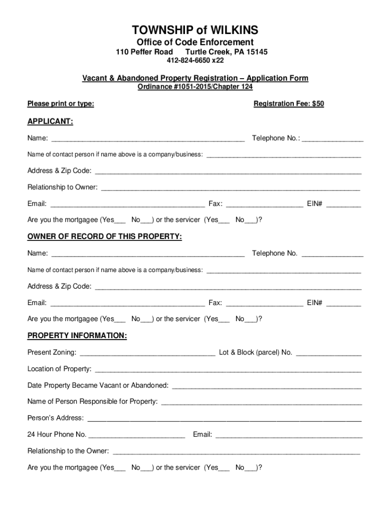 Fillable Online Application for Residential Occupancy Inspection Fax
