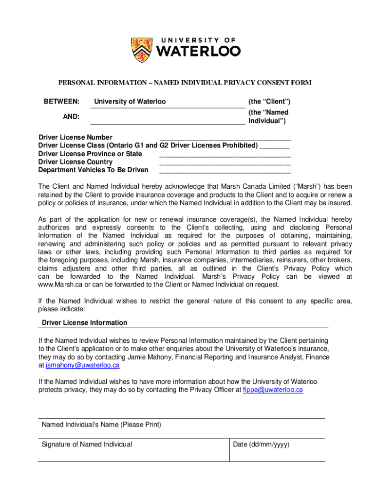 Fillable Online NAMED INDIVIDUAL PRIVACY CONSENT FORM Fax Email