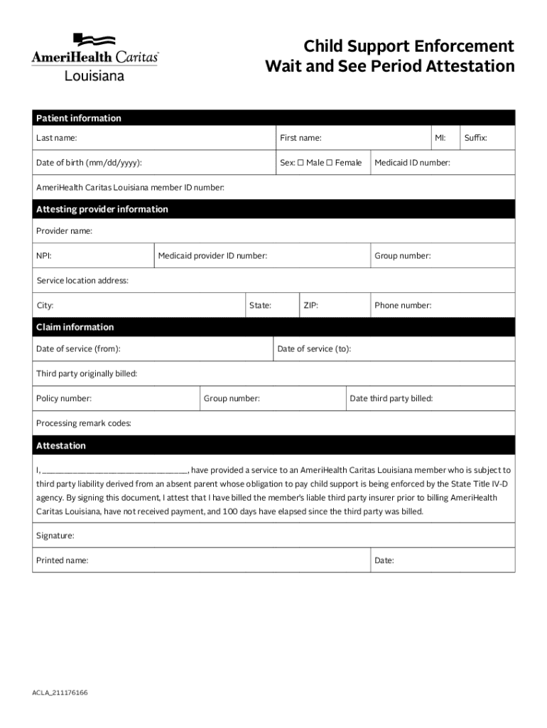 Fillable Online AmeriHealth Caritas Louisiana Provider Alert Child