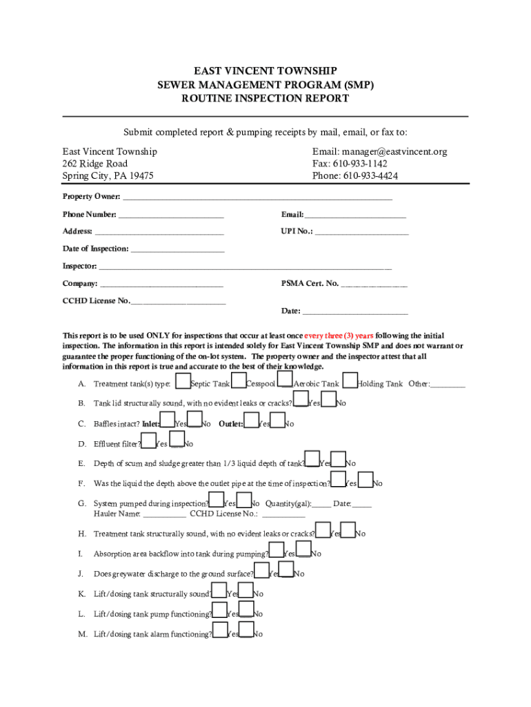 Fillable Online Public Sewer Resale Inspection East Vincent, PA Fax