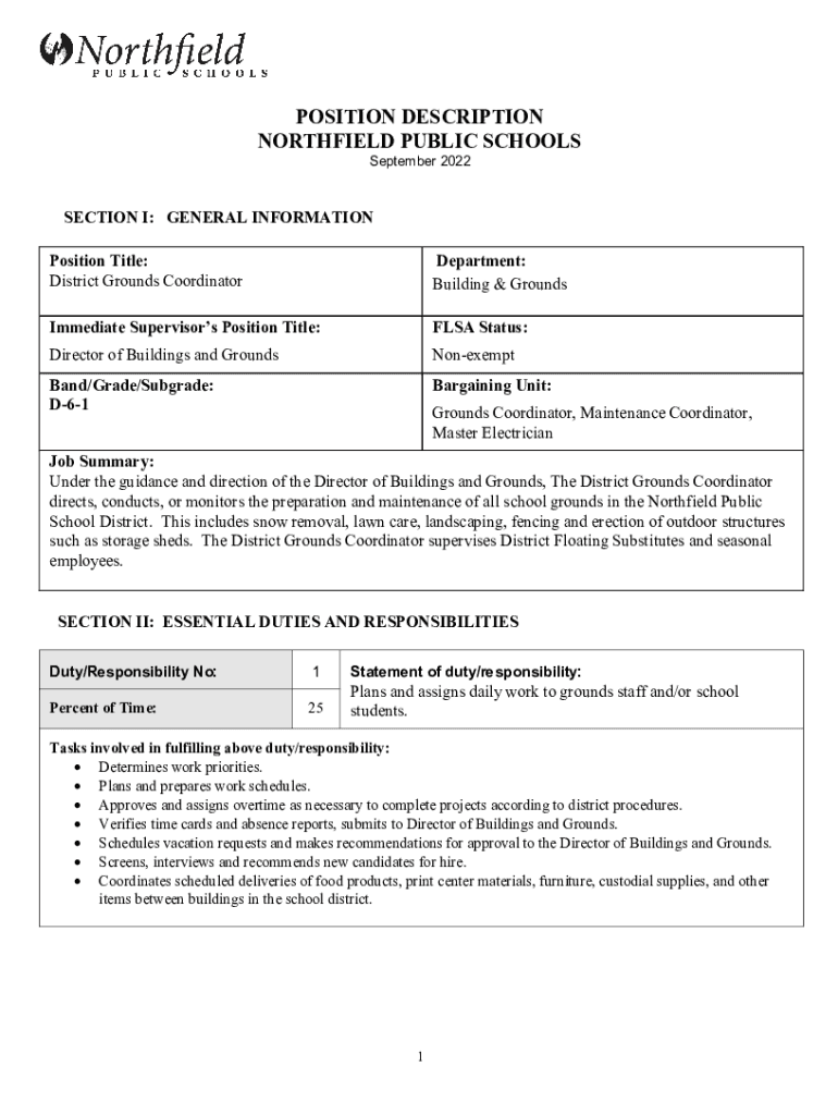 Fillable Online directorofbuildingsandgroundsjobdescription. Fax Email Print pdfFiller