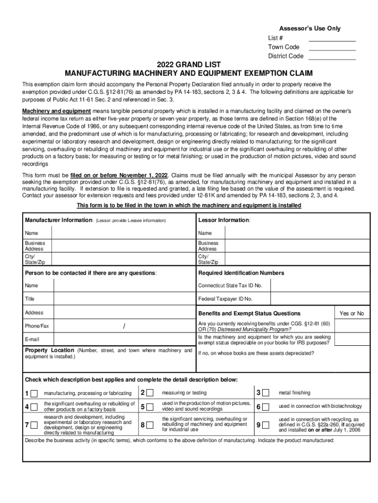 Fillable Online Personal Property Tax Form of List Fax Email Print pdfFiller