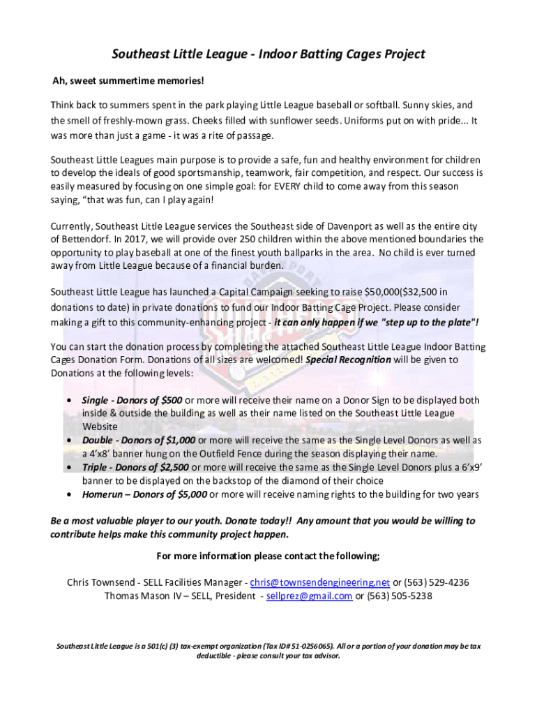 Fillable Online Little League Grow the Game Grants Benefit Local