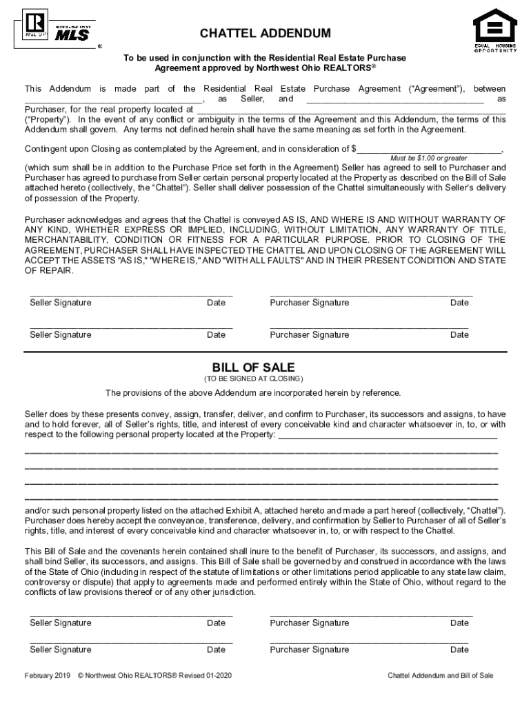 Fillable Online Residential Purchase Agreement Change Addendum Fax