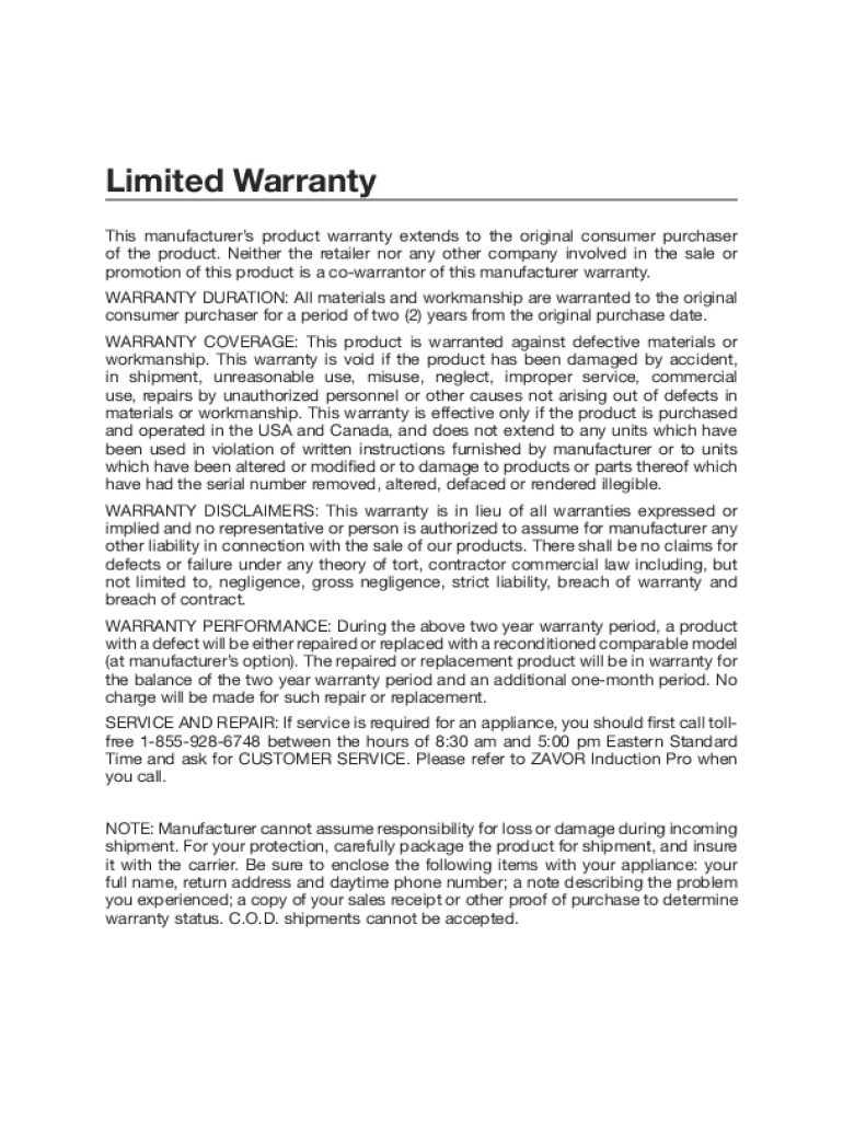 Fillable Online 10Year Full Replacement Limited Warranty Fax Email Print pdfFiller