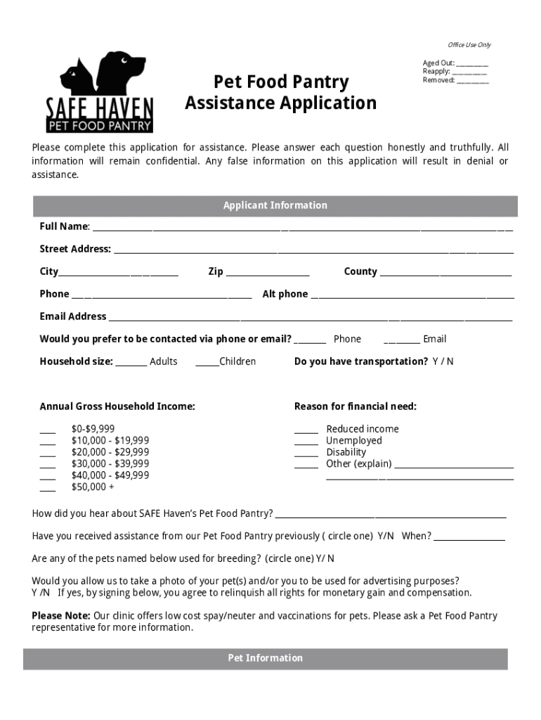 Fillable Online City of Warrenton Pet Food Assistance Application Fax
