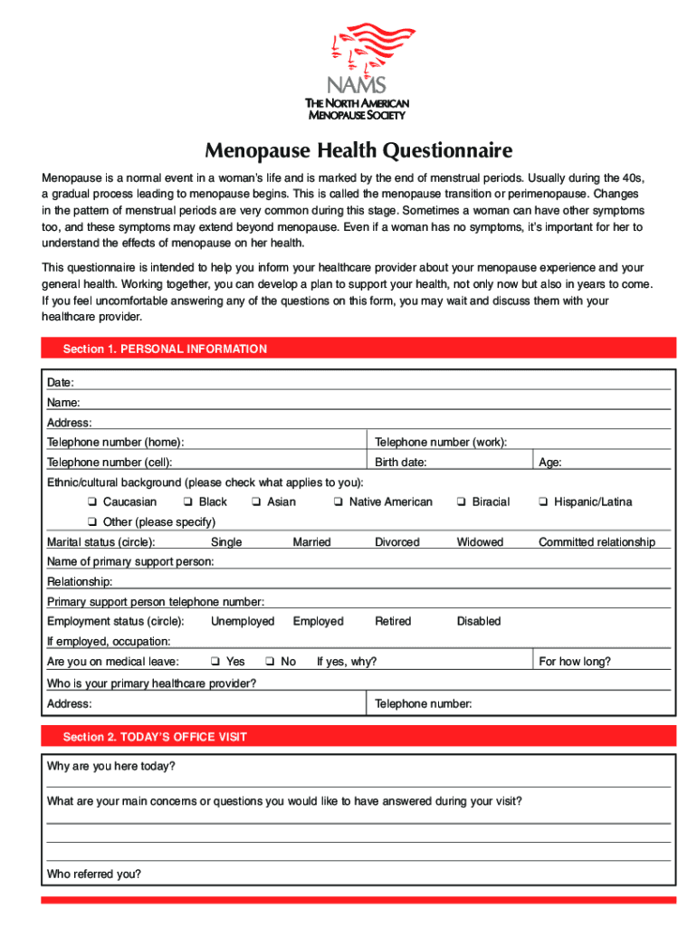 Fillable Online Menopause What It Is, Age, Stages, Signs & Side