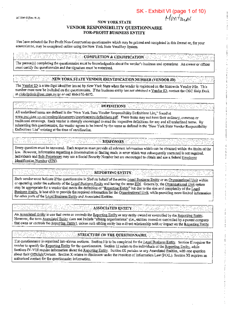 Fillable Online AC 3290S (Rev. 9/13) NEW YORK STATE VENDOR Fax