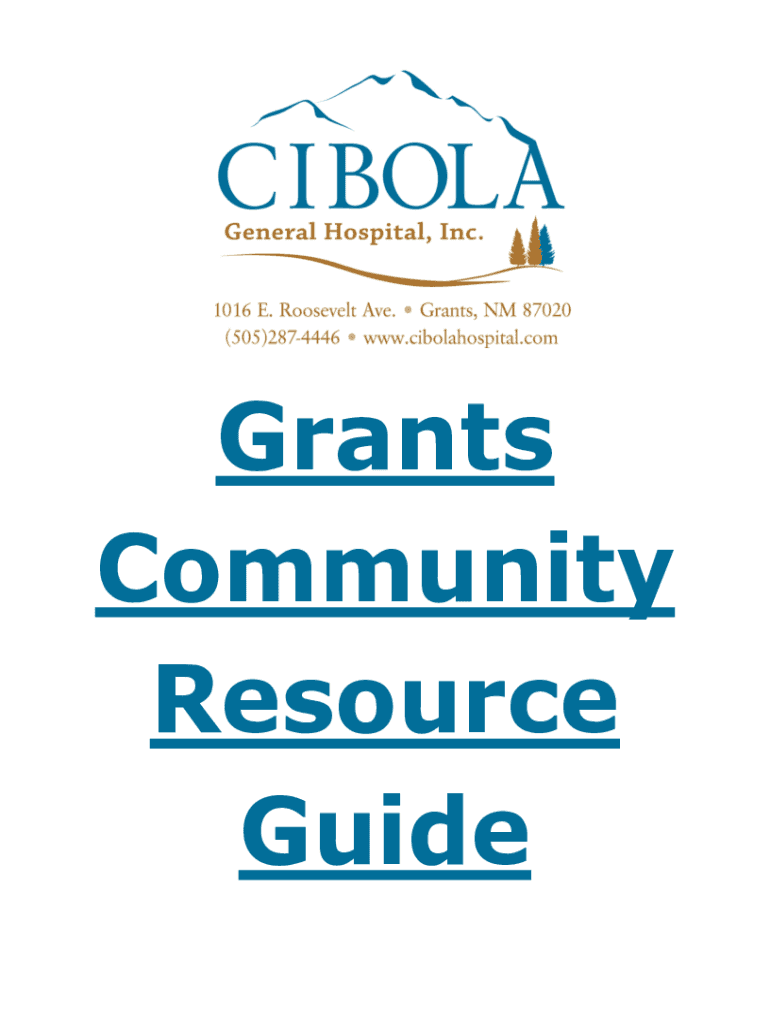Fillable Online Grants Community Resource Guide Cibola General