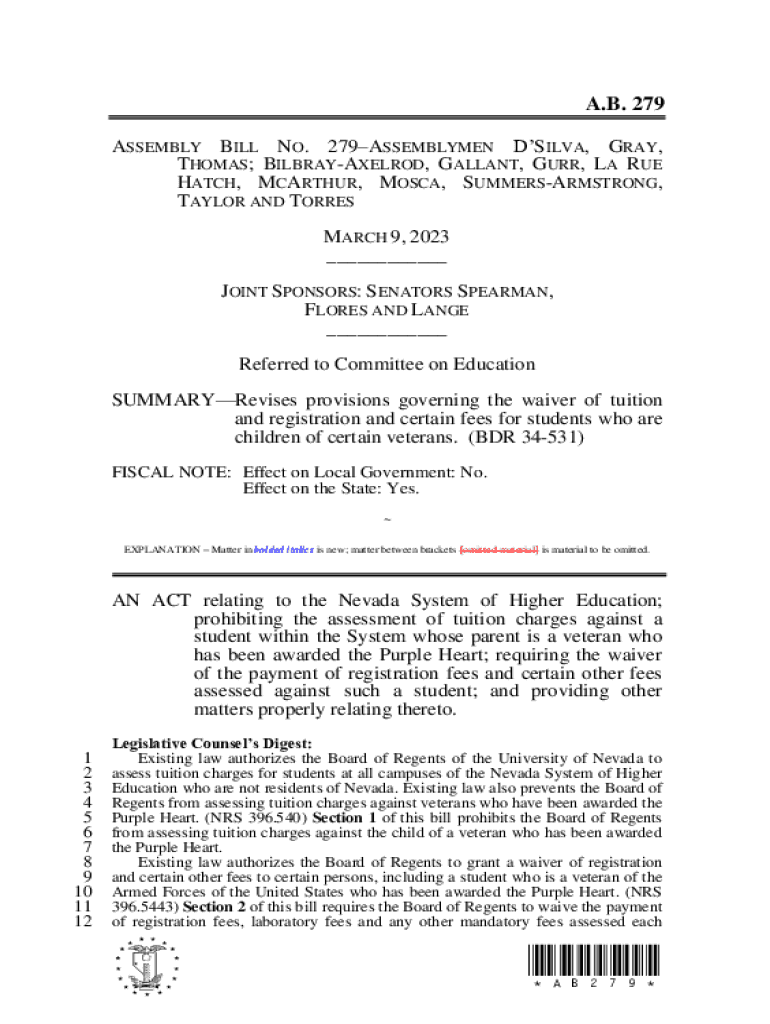 Fillable Online Assembly Bill No. 274Assemblymen Nguyen, Gallant