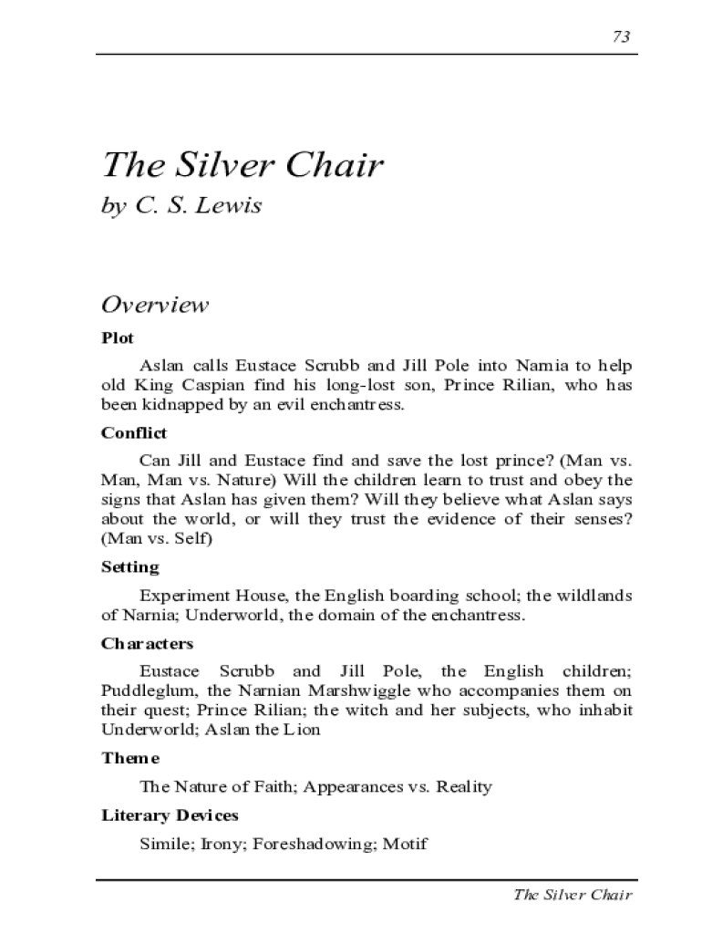 Fillable Online The Silver Chair (Chronicles of Narnia, 4) by C.S. Lewis Fax Email Print
