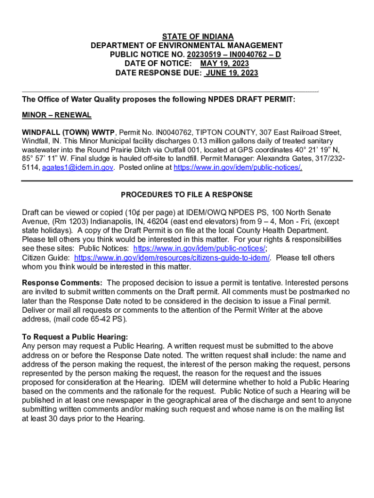 Fillable Online Windfall (Town) WWTP. Template Fax Email Print pdfFiller