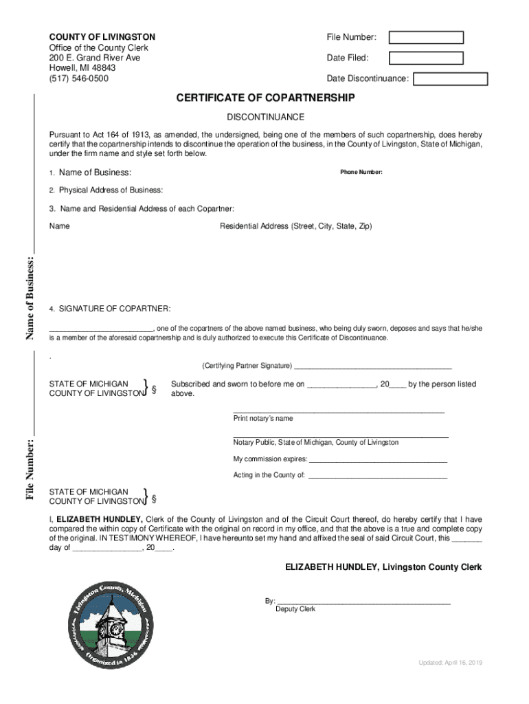 Fillable Online Livingston County Birth Certificates, 200 E Grand River