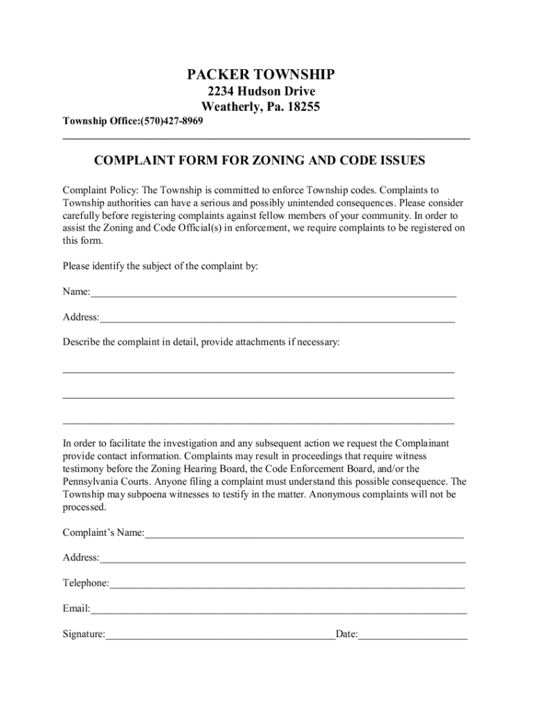 Fillable Online zoning permit application packet Fax Email Print
