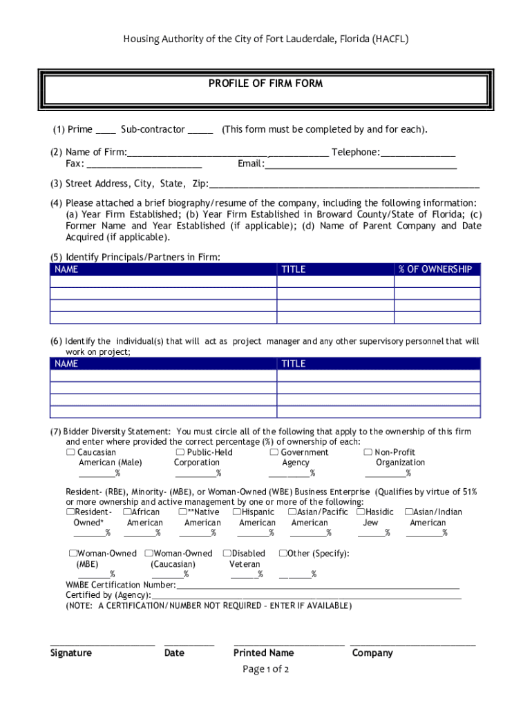 Fillable Online Housing Authority of the City of Fort Lauderdale, Florida ( Fax Email Print
