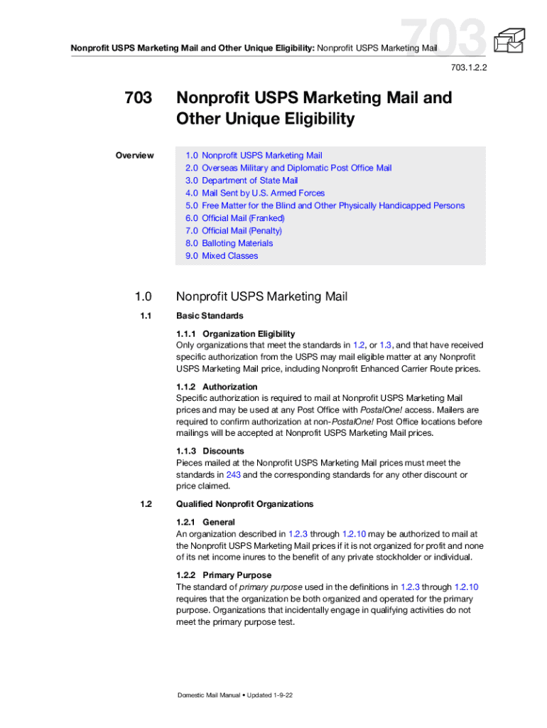 Fillable Online Nonprofit USPS Marketing Mail and Fax Email Print