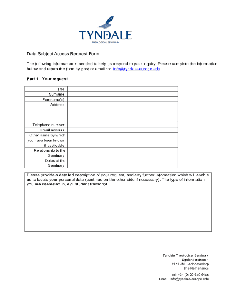 Fillable Online How to Make a Data Subject Access Request Fax Email