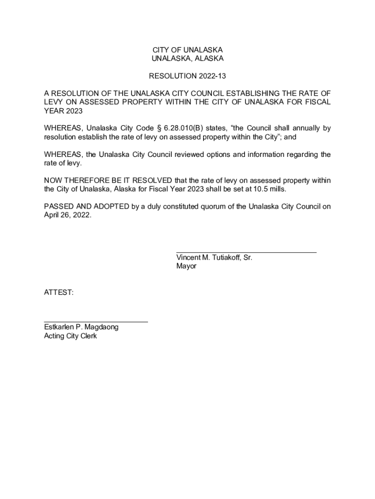 Fillable Online Property TaxCity of Unalaska International Port of